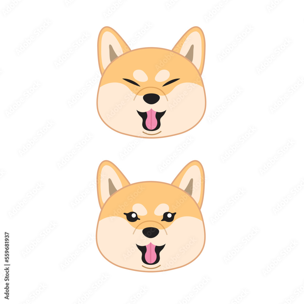 Fototapeta premium Shiba dog smiling face with tongue out vector