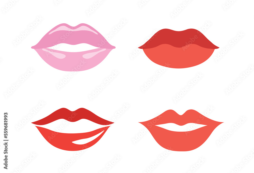 Woman lips vector set glossy and flat version