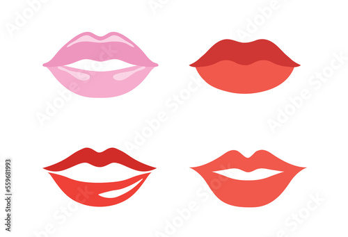 Woman lips vector set glossy and flat version