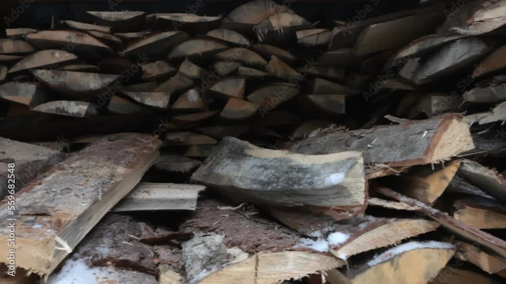 wood storage with firewood for heating close-up wood storage with firewood for heating close-up