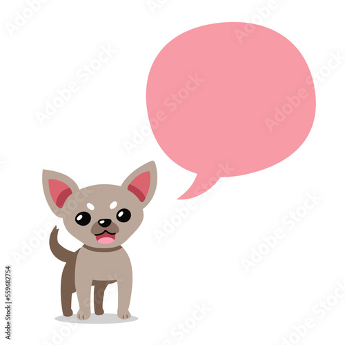 Cartoon character chihuahua dog with speech bubble for design.