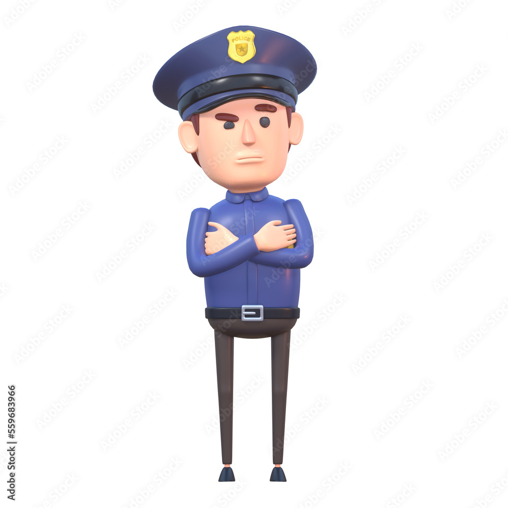 3d render of cartoon policeman thinking, making decision 3d render of cartoon policeman thinking, making decision