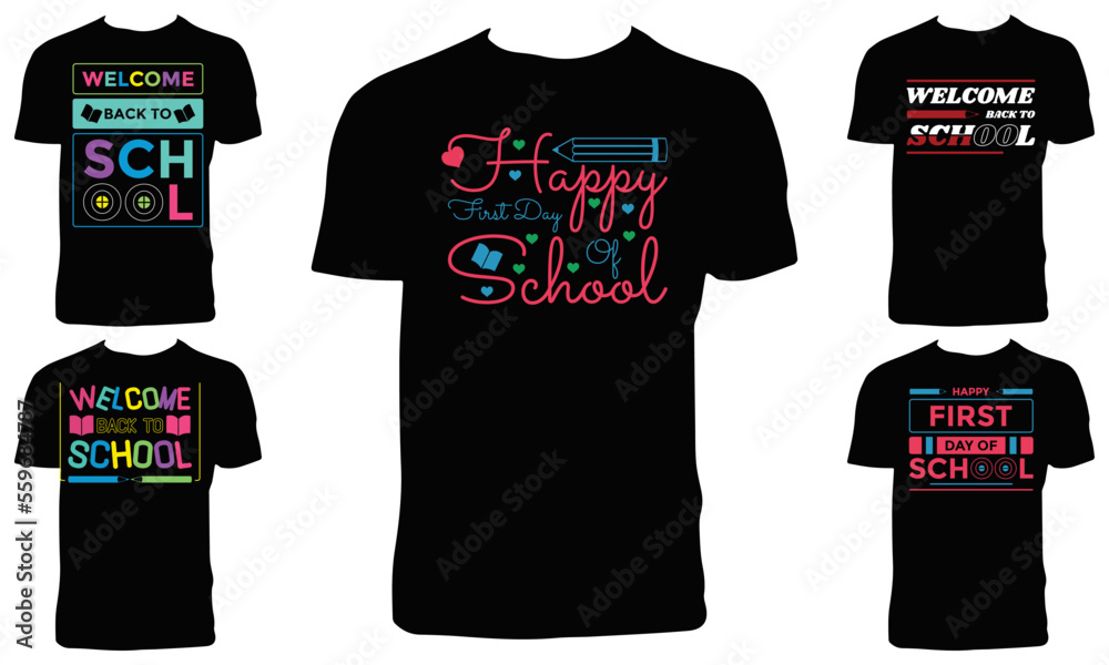 Back To School T Shirt Design Bundle Vector Illustration  