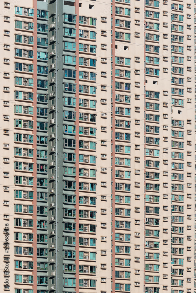 Exterior of high rise residential building in Hong Kong city