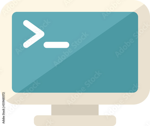 System monitor icon flat vector. Computer interface. Old button isolated