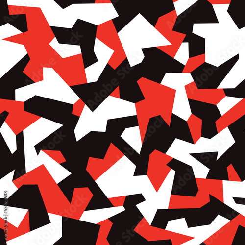 Geometric camouflage texture seamless pattern. Abstract modern military sport ornament for fabric and fashion textile print. Vector background.