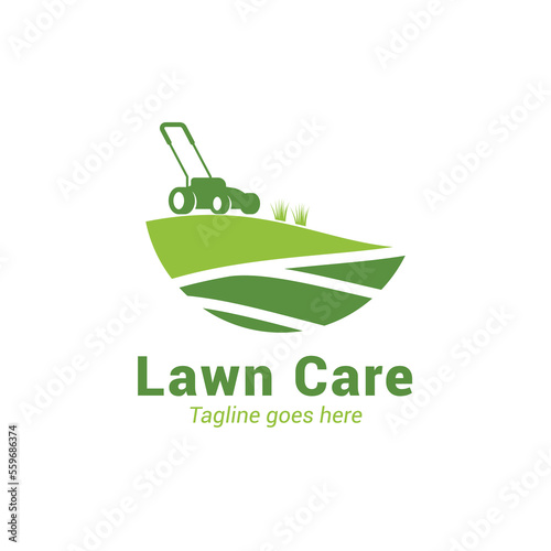 Lawn care logo design template, landscape, grass concept logo design