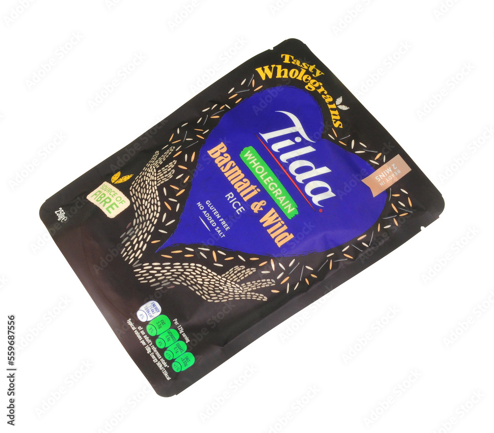 Tilda wholegrain basmati and wild rice in a microwaveable 250g pouch