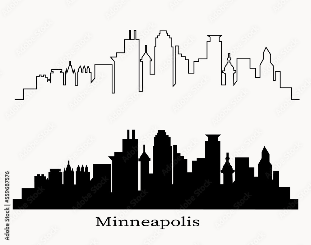 Minneapolis skyline outline silhouette