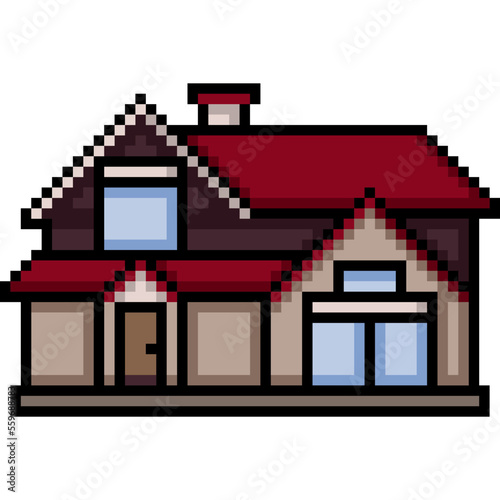 pixel art front modern house