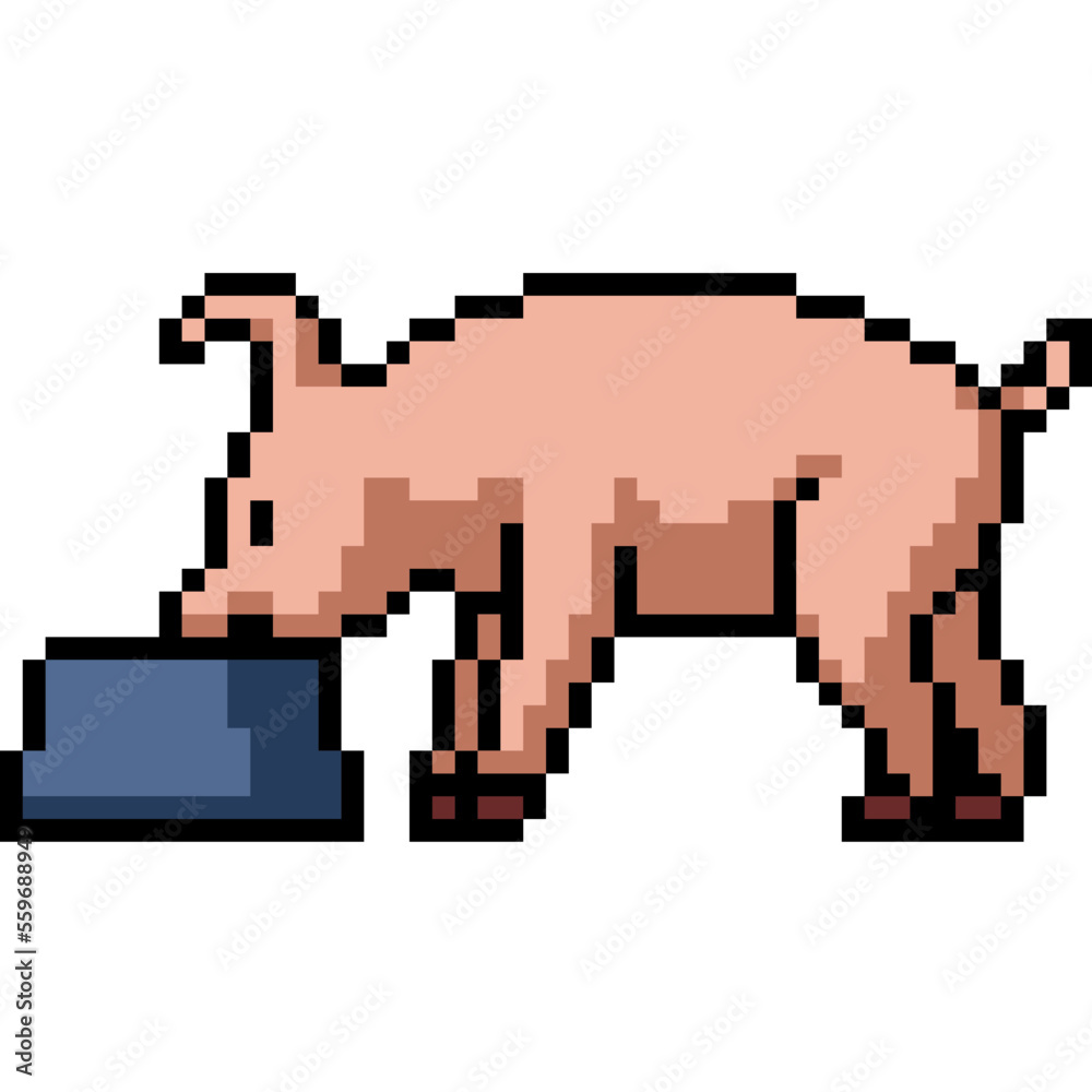 Fototapeta premium pixel art pig pet meal