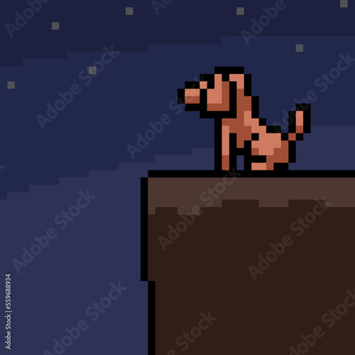 pixel art stray dog night