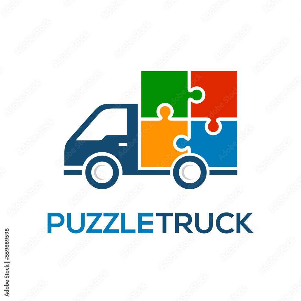 Puzzle truck vector logo template. This design use puzzle and truck symbol. Suitable for game, technology. Puzzle truck vector logo template. This design use puzzle and truck symbol. Suitable for game, technology.