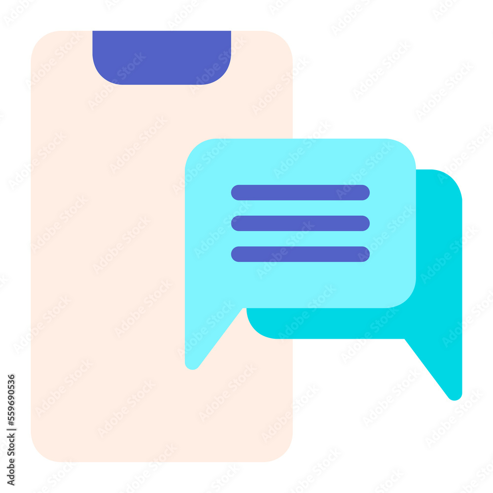 Isolated messaging in flat icon on white background. Chatting, discussion, chat bubble, smartphone Isolated messaging in flat icon on white background. Chatting, discussion, chat bubble, smartphone