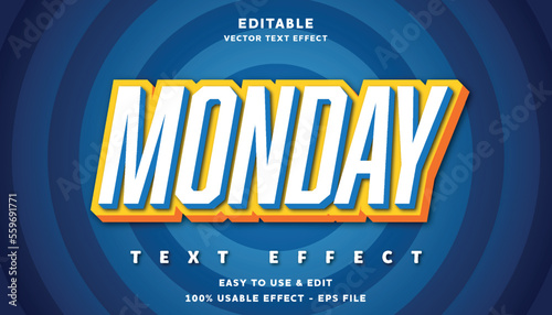 monday editable text effect with modern and simple style, usable for logo or campaign title	