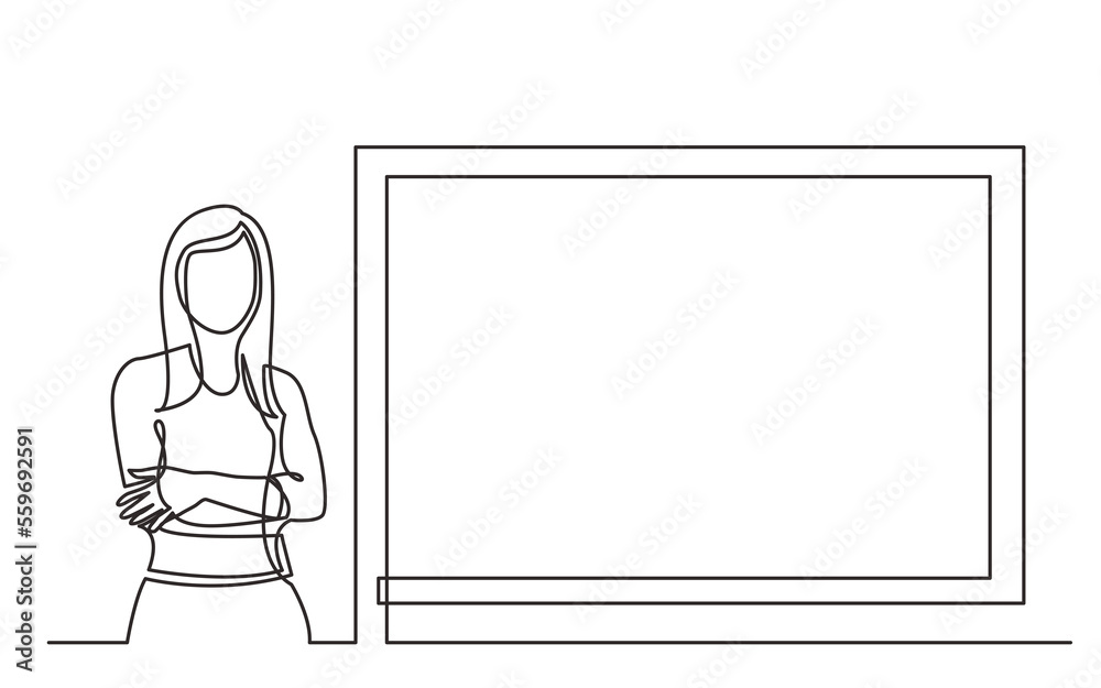 continuous line drawing business trainer standing by screen PNG image with transparent background continuous line drawing business trainer standing by screen PNG image with transparent background