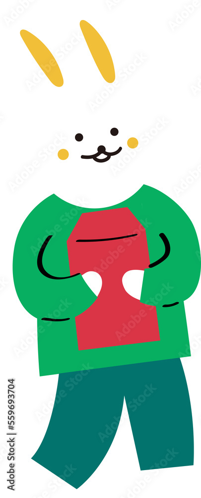 Rabbit is holding red envelopes Rabbit is holding red envelopes