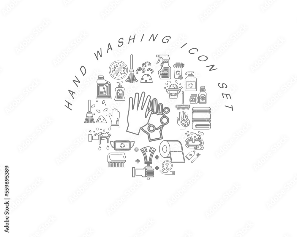 hand washing icon set design.