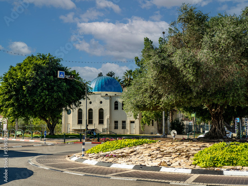 Streets and buildings of Afula town in Israel