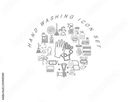 hand washing icon set design.