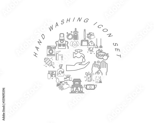 hand washing icon set design.