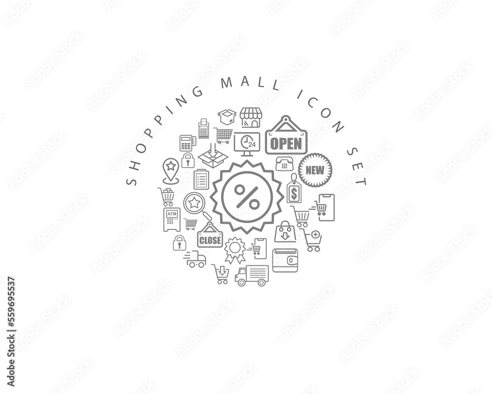 SHOPPING ICON SET DESIGN.