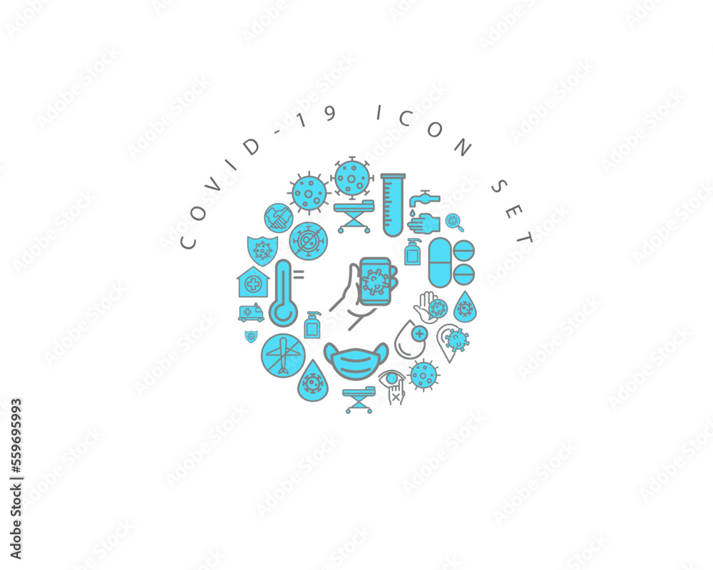 covid-19 icon set desing.