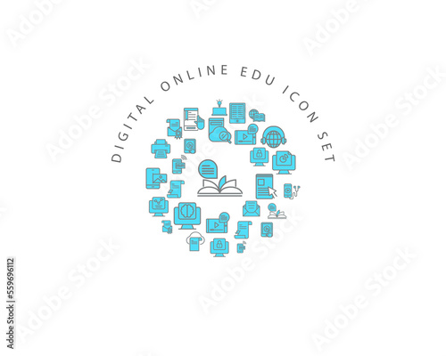 digital online edu icon set desing.