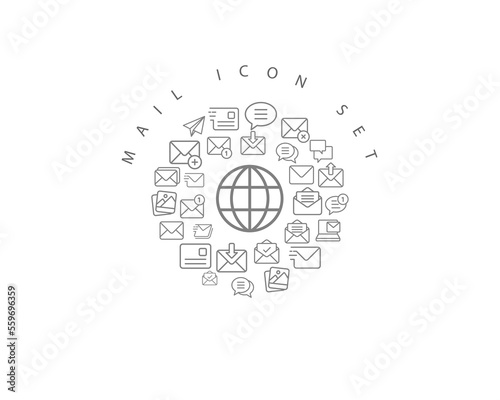 mail icon set desing.