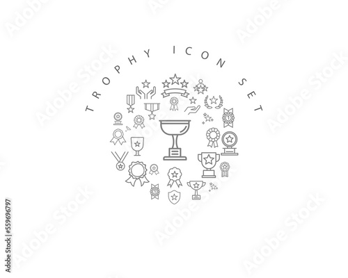 trophy icon set desing.