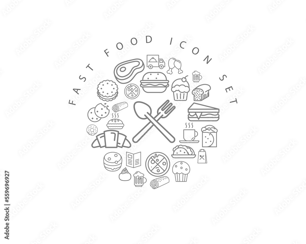 fast food icon set design. fast food icon set design.