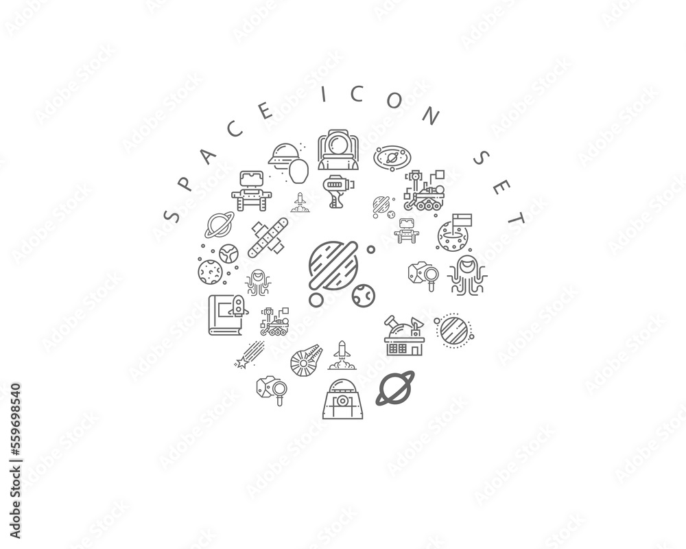 SPACE icon set desing. SPACE icon set desing.