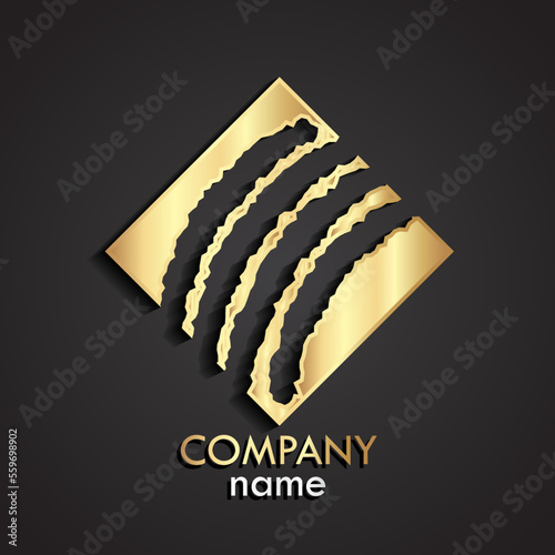 3d gold claw scratches square logo