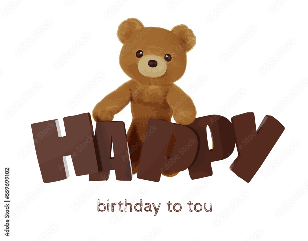 Obraz premium Teddy bear doll element set with alphabet.Vector illustration