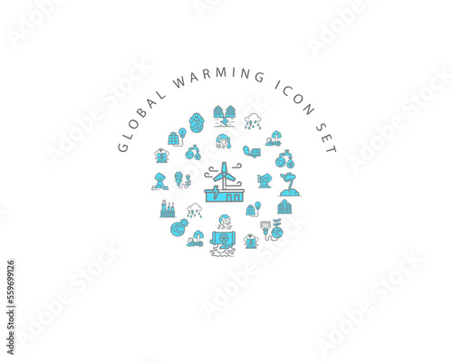 global warming icon set design.