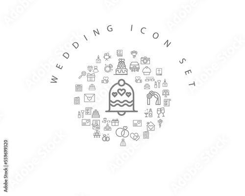 wedding icon set desing.