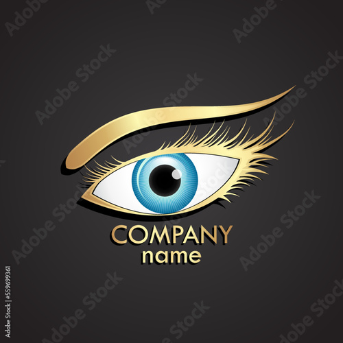 blue eye golden logo / vector illustration