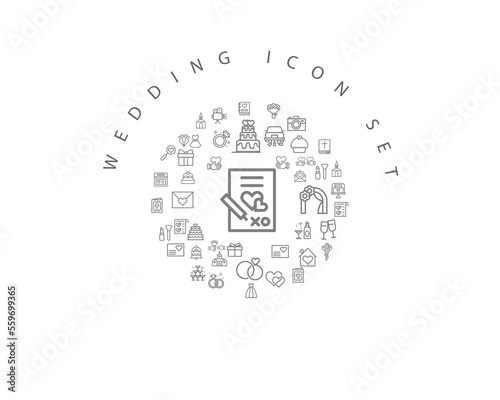 wedding icon set desing.