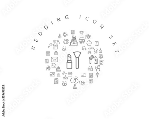 wedding icon set desing.