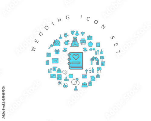 wedding icon set desing.