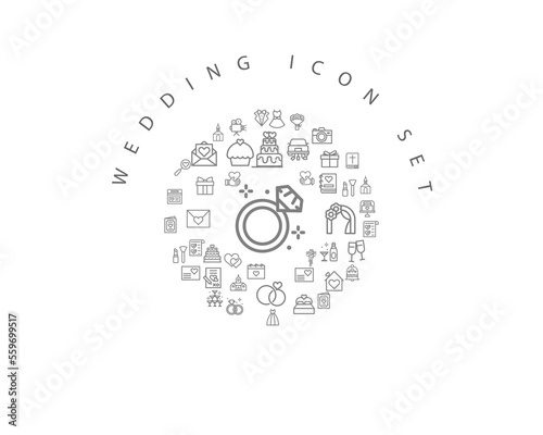 wedding icon set desing.