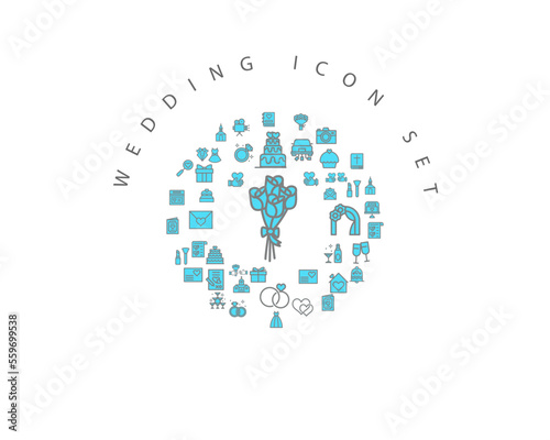 wedding icon set desing.