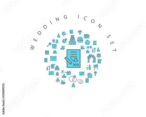 wedding icon set desing.