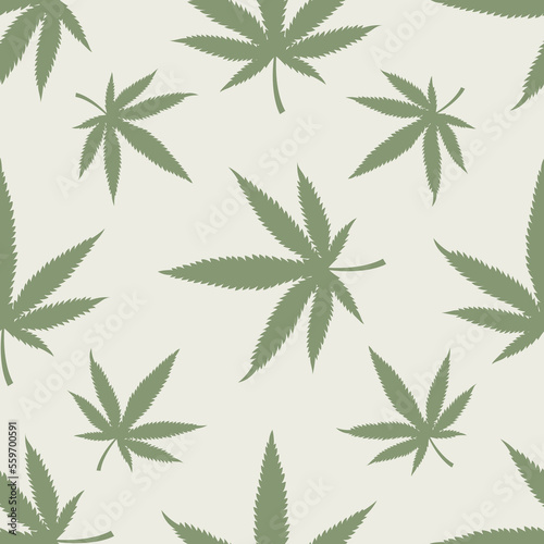 Cannabis seamless pattern. Marijuana leaves hemp background. Vector