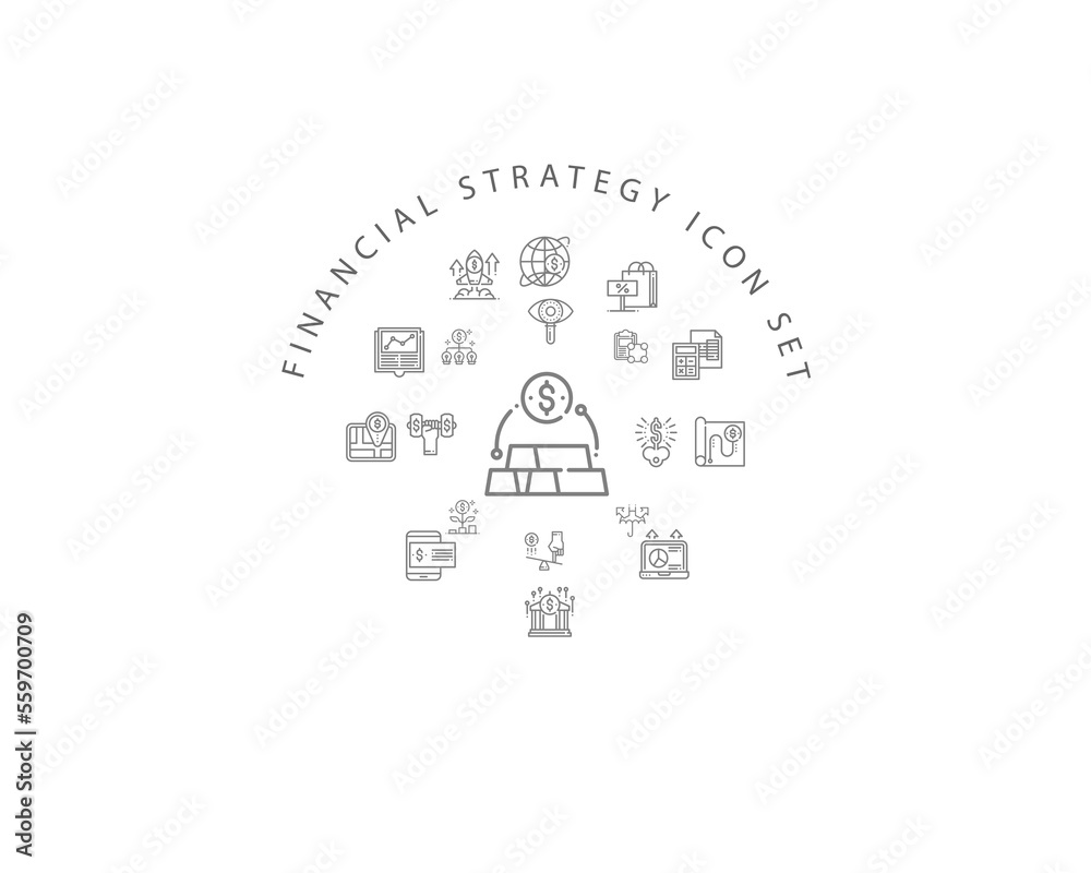 financial strategy icon set desing.