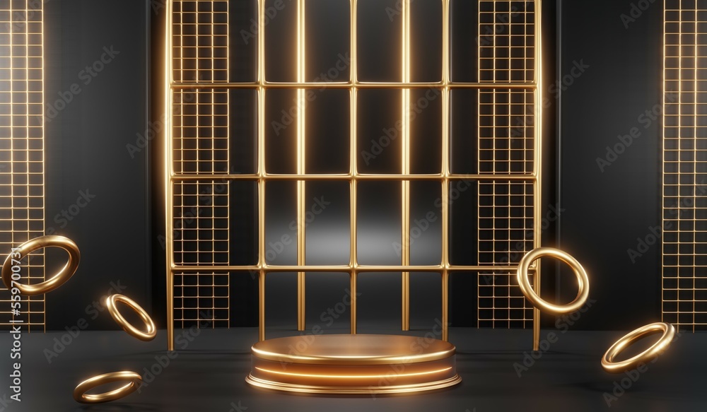 3D rendering of backdrop black podium background for black friday products 3D rendering of backdrop black podium background for black friday products