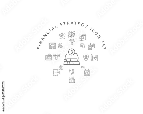 financial strategy icon set desing.