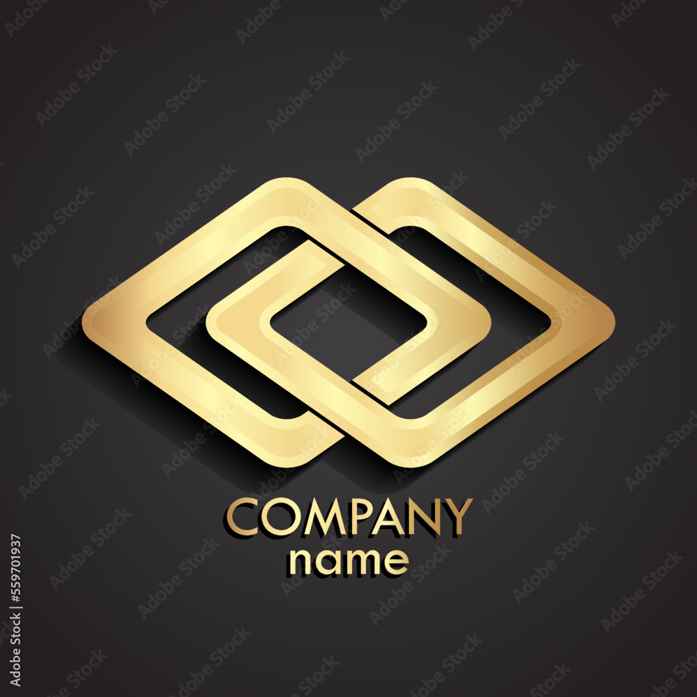 3d gold double square logo / vector illustration 3d gold double square logo / vector illustration