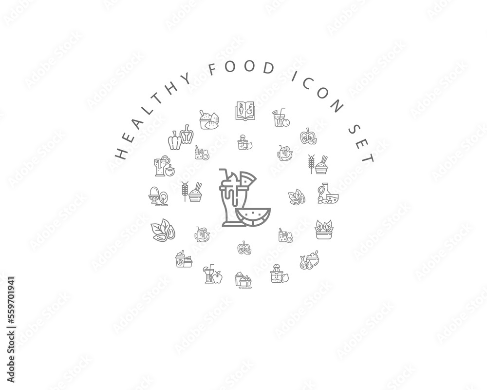 healthy food icon set desing.