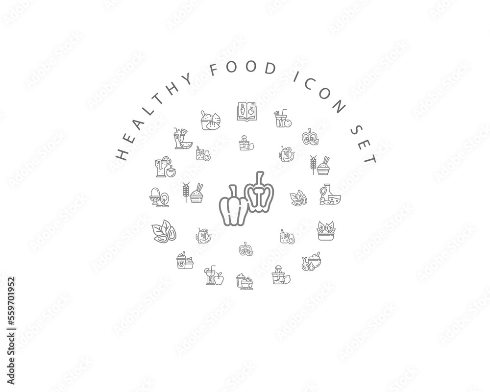 healthy food icon set desing. healthy food icon set desing.